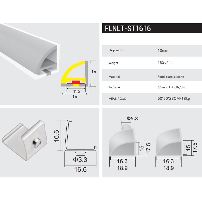 Silicone LED Strip Diffuser Corner Channel Neon Tube 90° Top Emitting 16*16mm Silicone LED Strip Diffuser Corner Channel Neon Tube 90° Top Emitting 16*16mm